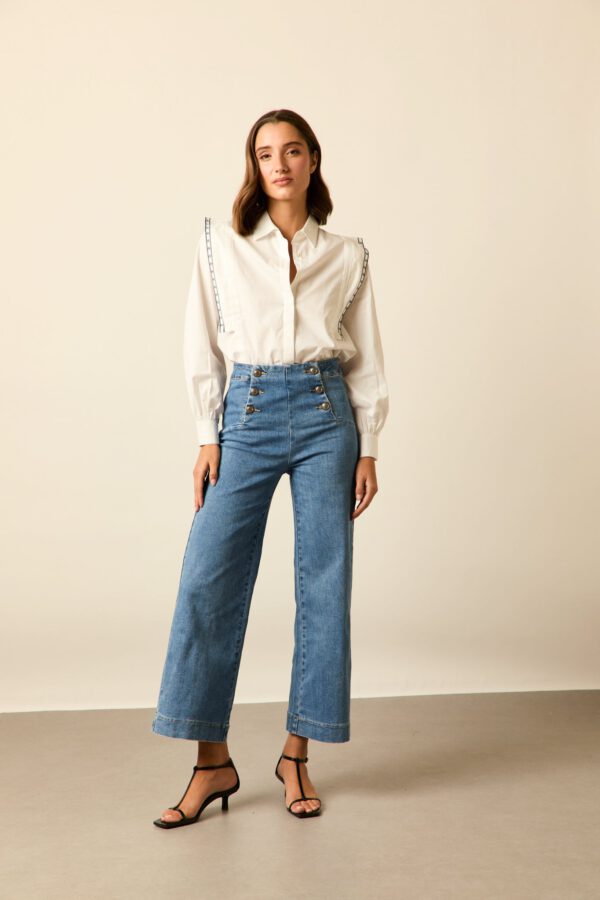 Jeans cropped marine azul - Image 2
