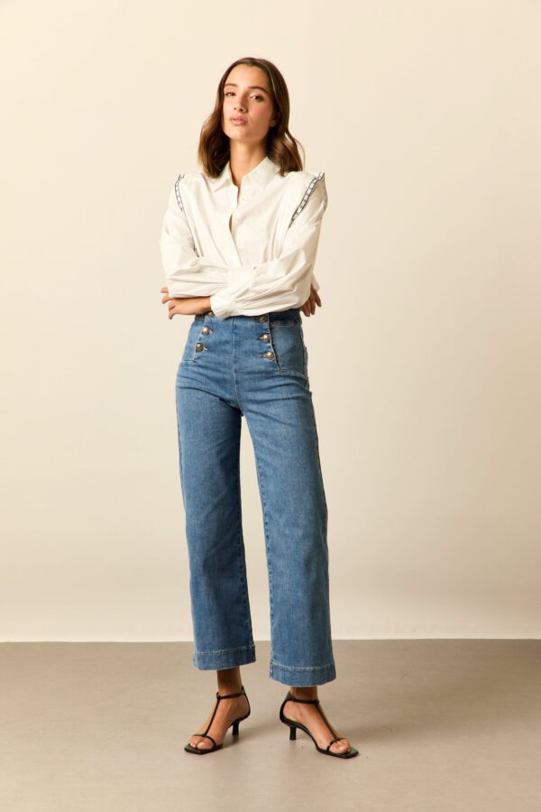 Jeans cropped marine azul - Image 3