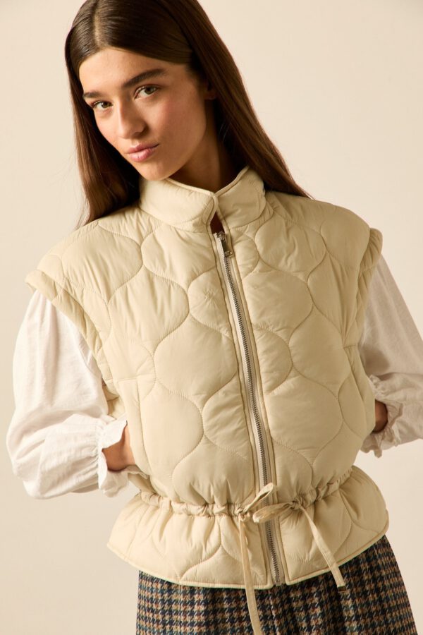 Chaleco plumas Beige - Image 3