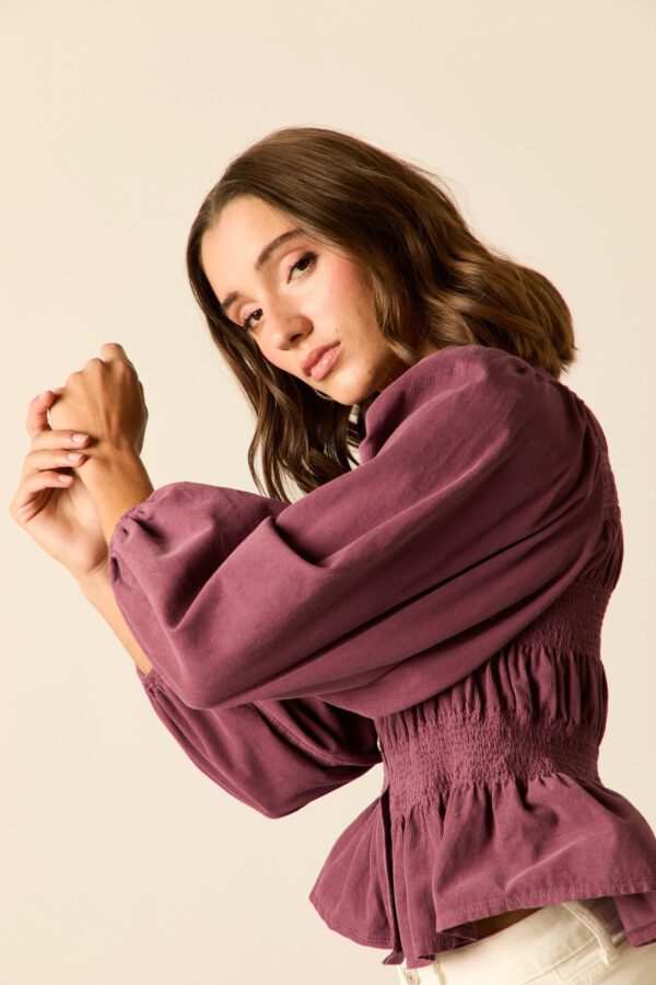 Blusa micropana fruncida vino - Image 2