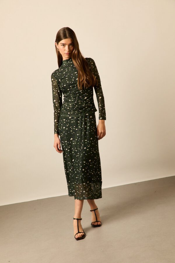 Falda midi tul animal print verde - Image 5