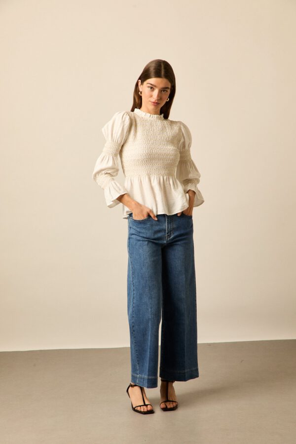 Jeans corte evasé azul medio - Image 2