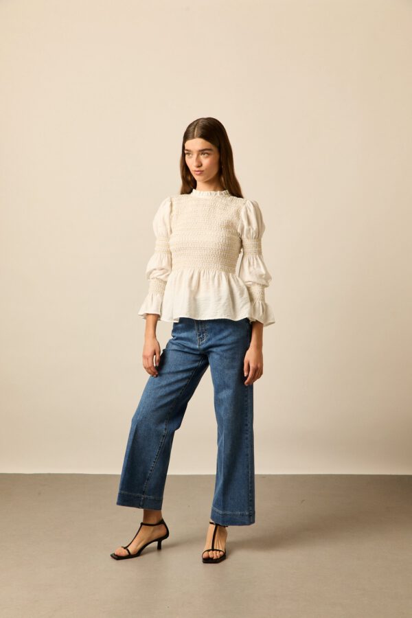 Jeans corte evasé azul medio - Image 6