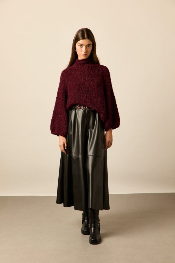 Falda midi polipiel negro - Image 7