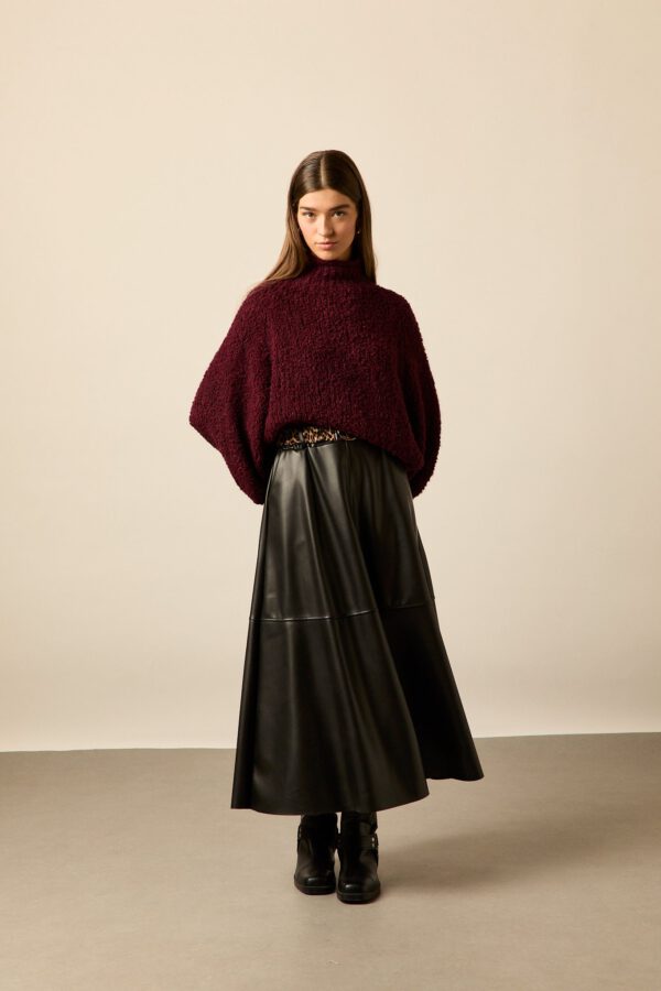 Falda midi polipiel negro - Image 2