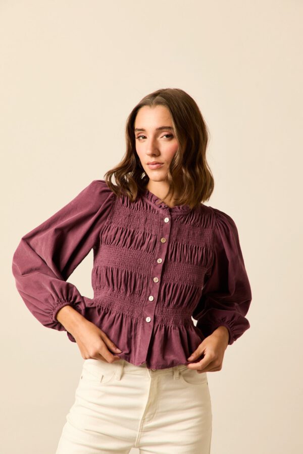 Blusa micropana fruncida vino - Image 4