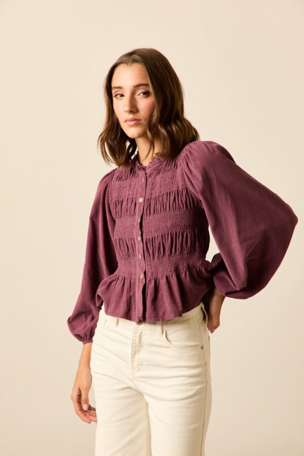 Blusa micropana fruncida vino - Image 2
